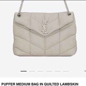SAINT LAURENT Medium Loulou Puffer Quilted Leather Crossbody Bag Purse White